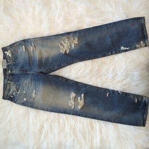 AG Adriano Goldschmied Phoebe Bee Embroidered Distressed Jeans